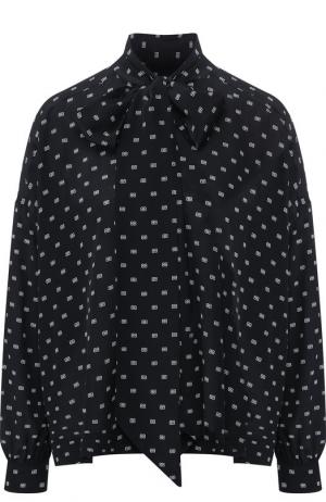 Шелковая блуза с воротником аскот Balenciaga. Цвет: черный