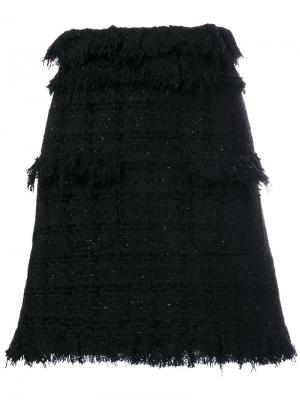 Твидовая А-образная мини-юбка MSGM. Цвет: чёрный