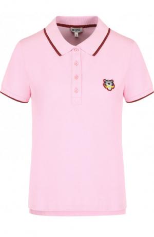 Хлопковое поло с вышитым логотипом бренда Kenzo. Цвет: розовый