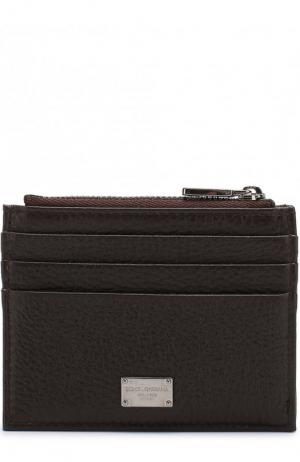 Кожаный чехол для кредитных карт с отделением на молнии Dolce & Gabbana. Цвет: коричневый