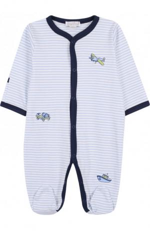 Хлопковая пижама с вышивкой Kissy. Цвет: голубой