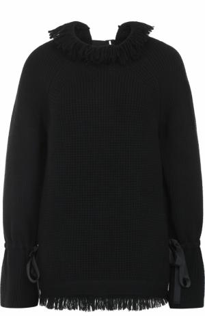 Пуловер свободного кроя с бахромой Sacai. Цвет: черный