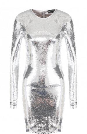 Платье-футляр с длинным рукавом и пайетками Tom Ford. Цвет: серебряный