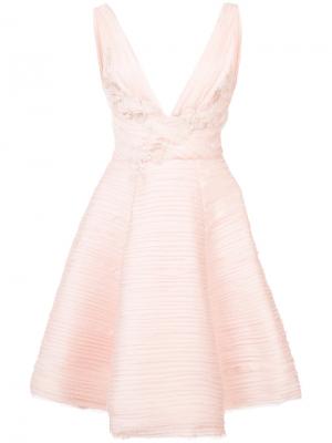 Платье с асимметричным подолом Marchesa Notte. Цвет: розовый и фиолетовый