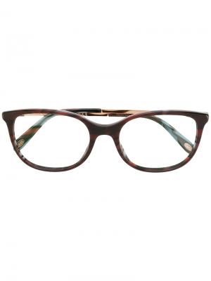Квадратные очки в полоску Tiffany & Co.. Цвет: коричневый