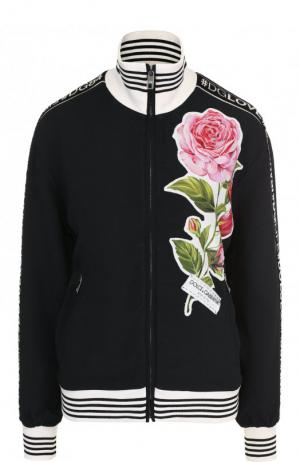 Кардиган с декоративной нашивкой и воротником-стойкой Dolce & Gabbana. Цвет: черный