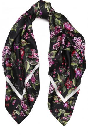 Шелковый платок с цветочным принтом Escada. Цвет: черный