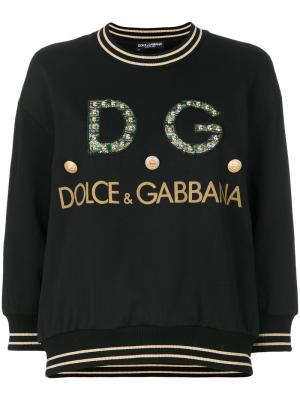 Толстовка с блестящим логотипом Dolce & Gabbana. Цвет: чёрный