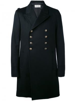 Пальто в стиле милитари Saint Laurent. Цвет: чёрный