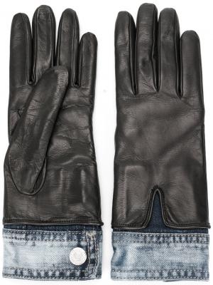 Перчатки с джинсовыми элементами Dsquared2. Цвет: чёрный
