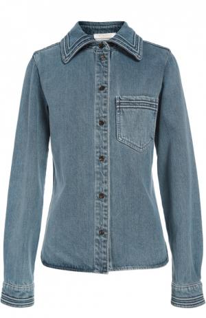 Джинсовая блуза прямого кроя с накладным карманом Chloé. Цвет: голубой