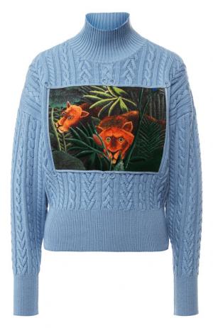 Шерстяной пуловер с вышитым принтом Kenzo. Цвет: голубой