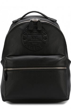 Кожаный рюкзак с внешним карманом на молнии Dsquared2. Цвет: черный