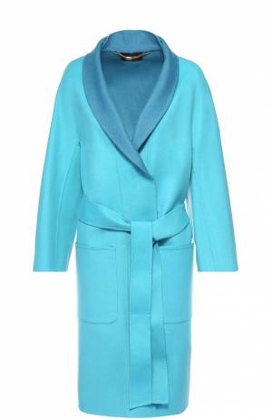 Пальто с укороченным рукавом и накладными карманами Escada. Цвет: бирюзовый