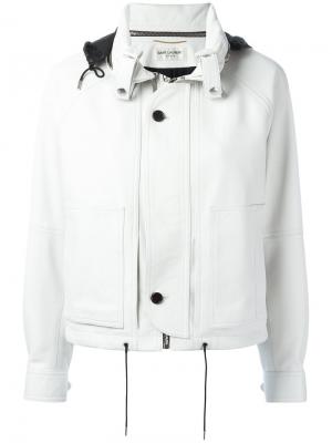 Укороченная куртка с капюшоном Saint Laurent. Цвет: белый