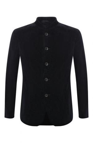 Однобортный пиджак с воротником-стойкой Giorgio Armani. Цвет: темно-синий