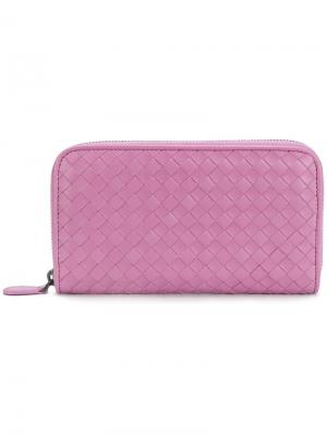 Intrecciato zip around wallet Bottega Veneta. Цвет: розовый и фиолетовый