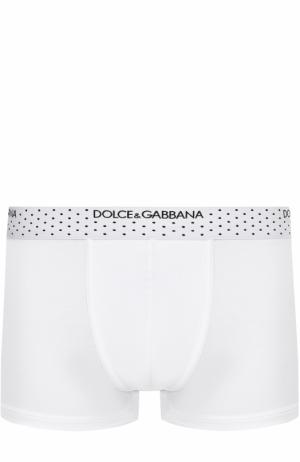 Боксеры из смеси вискозы и шелка с широкой резинкой Dolce & Gabbana. Цвет: белый