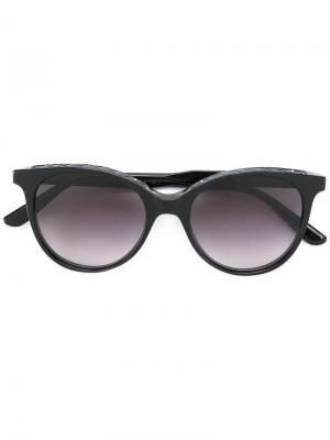 Солнцезащитные очки Intrecciato в круглой оправе Bottega Veneta Eyewear. Цвет: чёрный