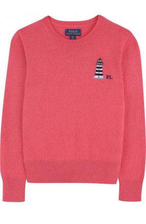 Хлопковый пуловер с вышивкой Polo Ralph Lauren. Цвет: красный