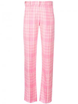 Прямые брюки в клетку Victoria Beckham. Цвет: розовый и фиолетовый