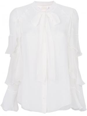 Блузка с оборками на рукавах Chloé. Цвет: белый