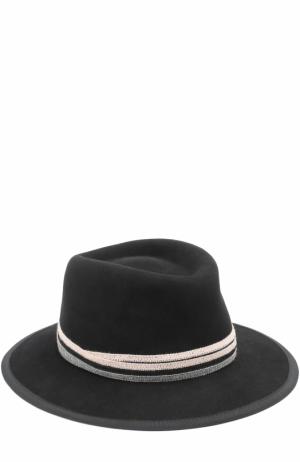 Фетровая шляпа с тесьмой Maison Michel. Цвет: черный