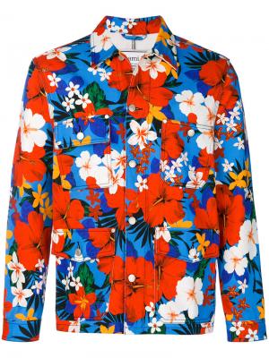 Джинсовая куртка с цветочным принтом Ami Alexandre Mattiussi. Цвет: многоцветный