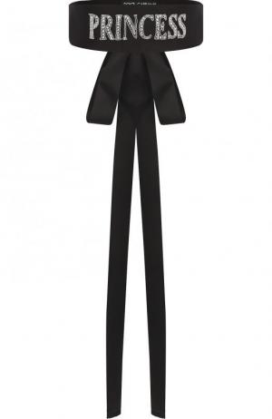Шелковый пояс с бантом и вышивкой из бисера Dolce & Gabbana. Цвет: черный