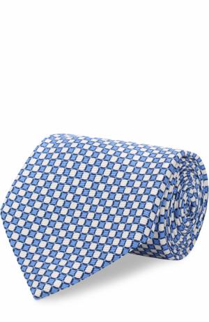 Шелковый галстук с узором Kiton. Цвет: голубой
