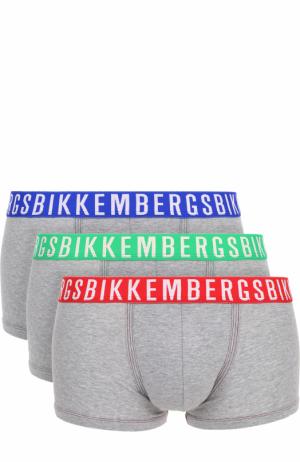 Комплект из трех хлопковых боксеров с широкой резинкой Dirk Bikkembergs. Цвет: серый
