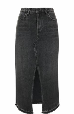 Джинсовая юбка-миди с высоким разрезом Denim X Alexander Wang. Цвет: серый
