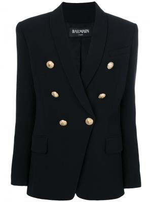 Двубортный пиджак с крупными пуговицами Balmain. Цвет: чёрный