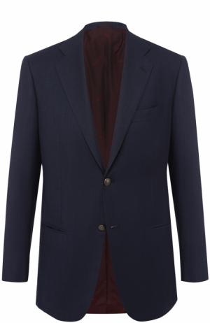 Шерстяной однобортный пиджак Kiton. Цвет: темно-синий
