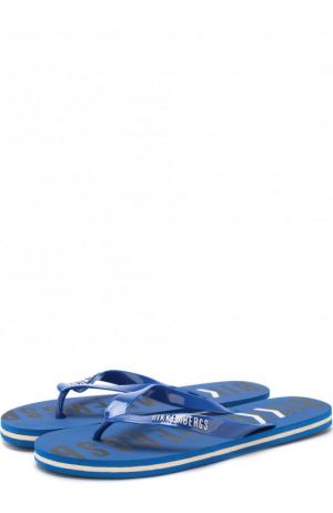 Резиновые шлепанцы с логотипом бренда Dirk Bikkembergs. Цвет: синий