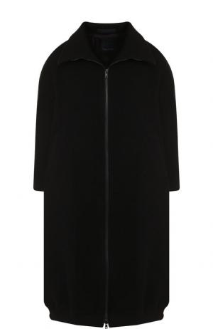 Шерстяное пальто с укороченным рукавом Yohji Yamamoto. Цвет: черный