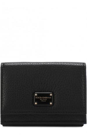 Кожаное портмоне с клапаном и логотипом бренда Dolce & Gabbana. Цвет: черный