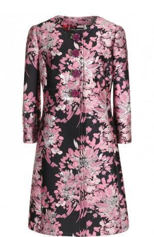 Приталенное пальто с принтом и декоративными пуговицами Dolce & Gabbana. Цвет: розовый