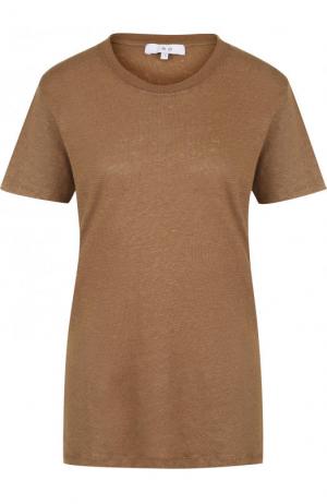 Удлиненная льняная футболка с круглым вырезом Iro. Цвет: коричневый