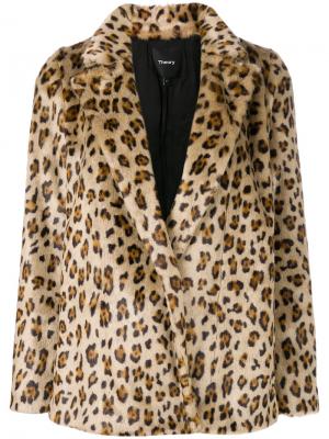 Куртка А-силуэта с леопардовым принтом Theory. Цвет: коричневый