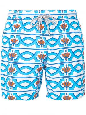 Пляжные шорты с геометрическим принтом Capricode. Цвет: синий