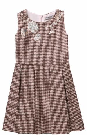 Вязаное платье с защипами и декором из пайеток Ermanno Scervino. Цвет: розовый