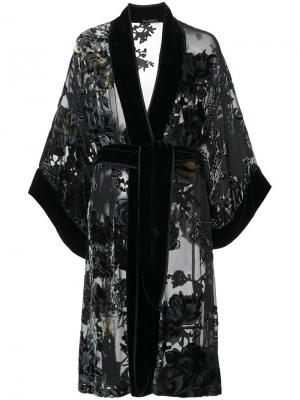 Прозрачный халат с бархатной отделкой Natori. Цвет: чёрный