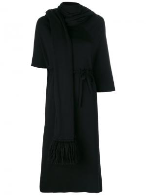Длинное платье с шарфом Maison Margiela. Цвет: чёрный