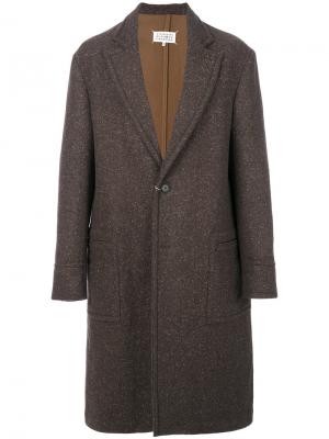 Пальто с меланжевым эффектом Maison Margiela. Цвет: коричневый