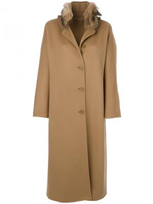 Удлиненное однобортное пальто Ermanno Scervino. Цвет: коричневый