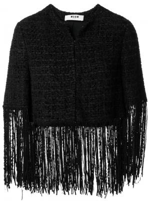 Твидовый пиджак с бахромой MSGM. Цвет: чёрный