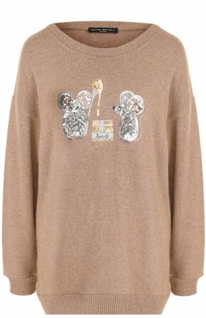 Пуловер свободного кроя с вышивкой пайетками Pietro Brunelli. Цвет: кремовый