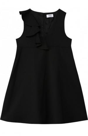 Расклешенное платье с оборкой Aletta. Цвет: черный