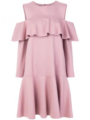 Расклешенное платье с баской Alberta Ferretti. Цвет: розовый и фиолетовый